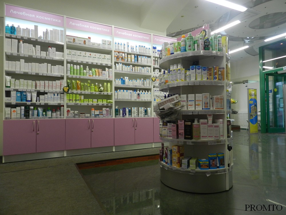 Сетевая аптека в Москве — все торговое оборудование в соответствии с фирменным стилем
