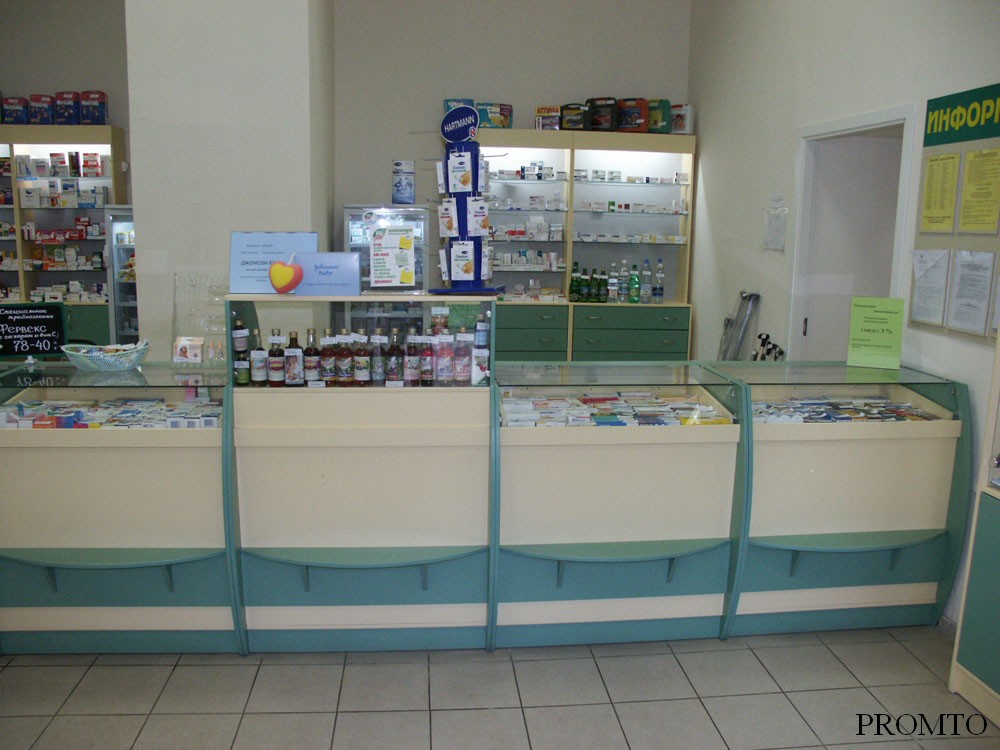 Аптечная мебель для сетевой аптеки в Москве